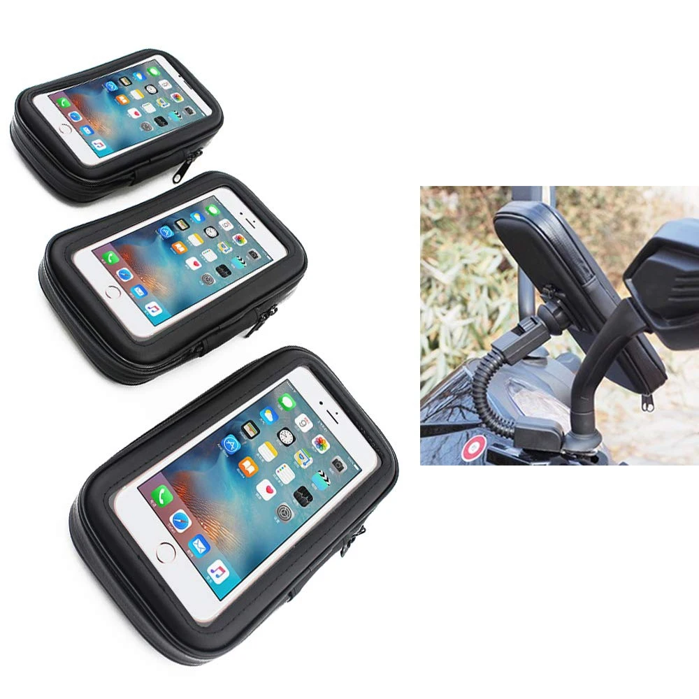 Waterproof Motorcycle Motorbike Mount Holder Phone Case Bag motorcycle bag box to Rearview Mirror Stand | Мобильные телефоны и