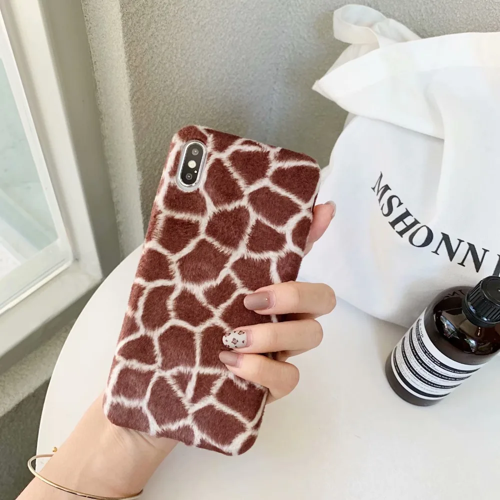 ORYKSZ Leopard Print Phone Case For iPhone 7 8 Plus Luxury Fluffy Plush Cases XR XS Max 6 6S Soft Back Cover |