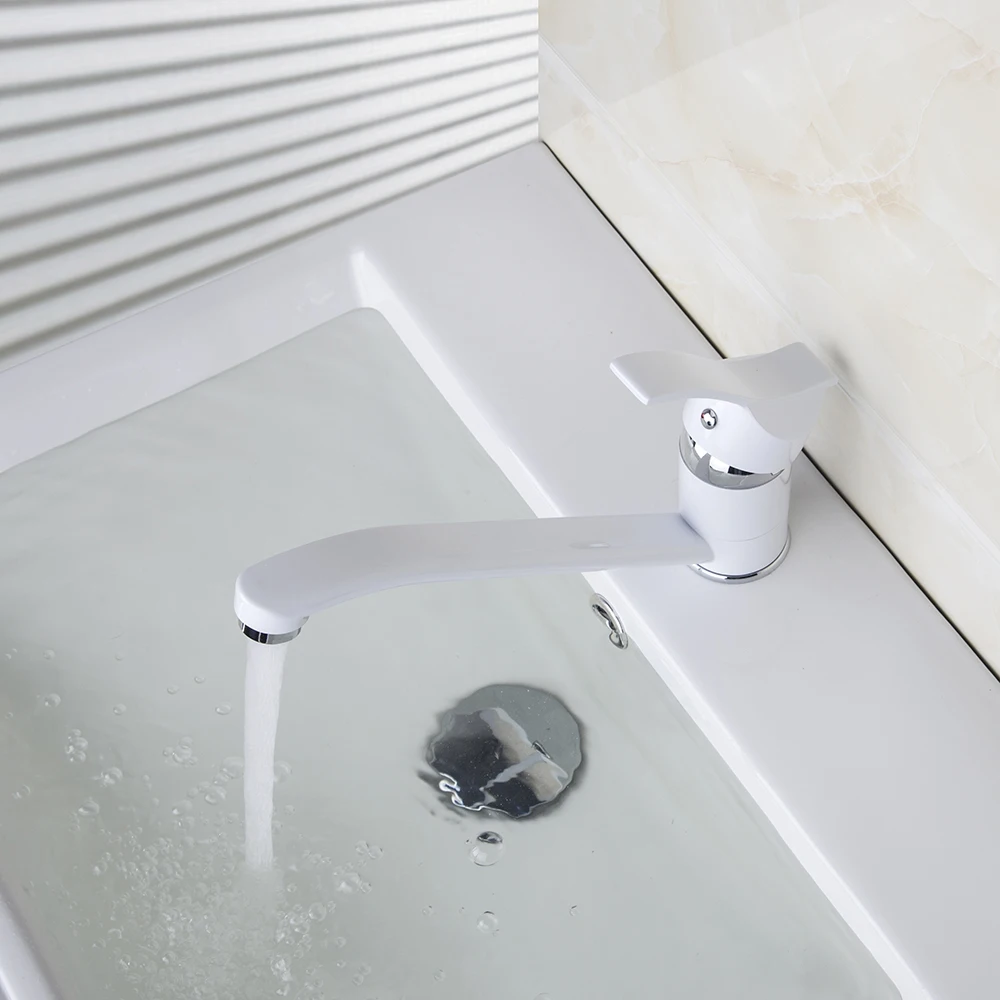 KEMAIDI длинный короткий смеситель с одной ручкой белым рисунком горячей и холодной