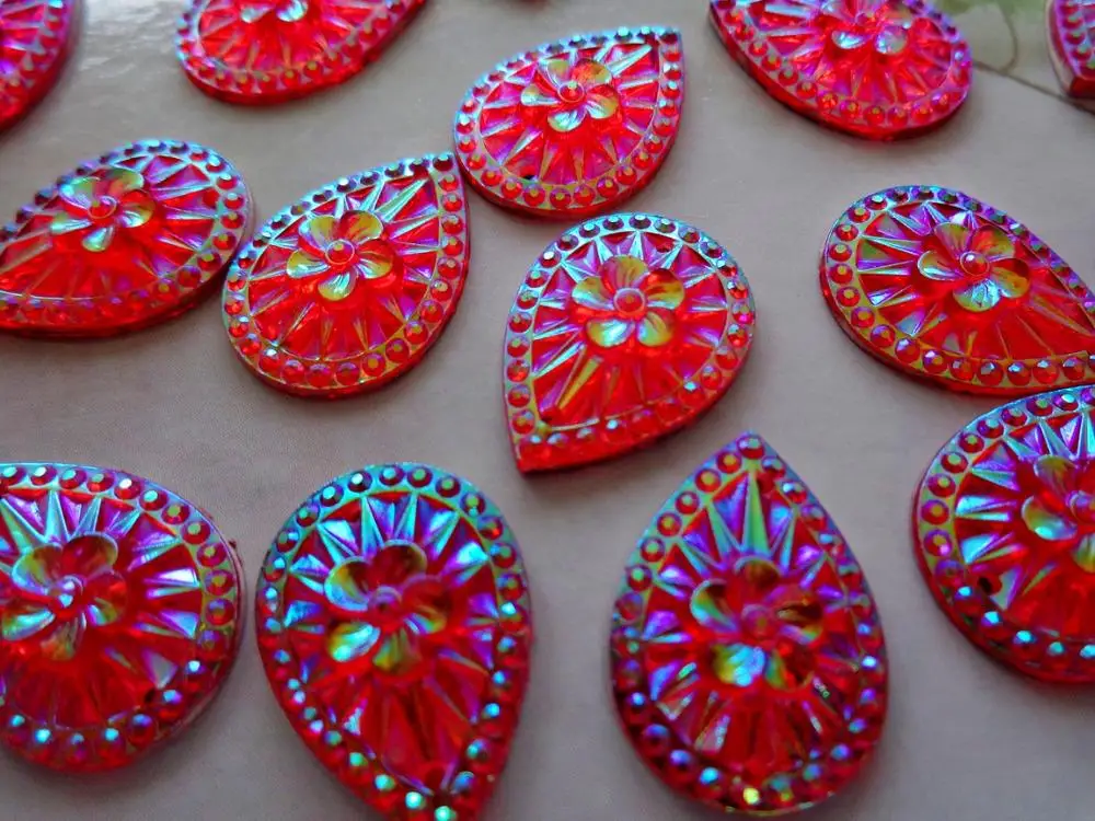 Блестящие красные цветные стразы AB с инкрустированной поверхностью 13*18 мм в