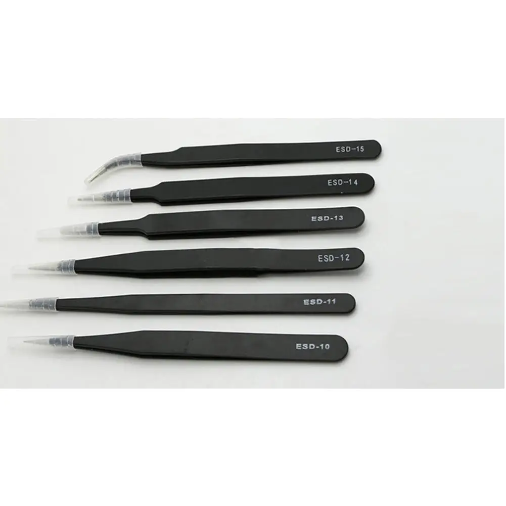 Litake Safe Stainless Steel Anti-static ESD Tweezers Industrial Precision Pointed Elbow Curved Straight |