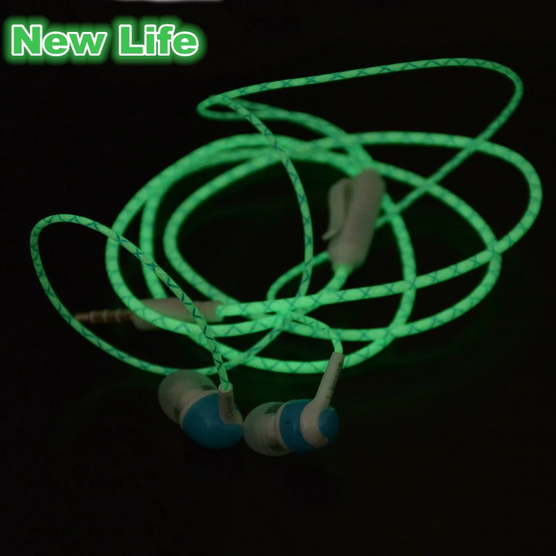 Наушники-вкладыши, светодиодные, светящиеся в темноте, с микрофоном