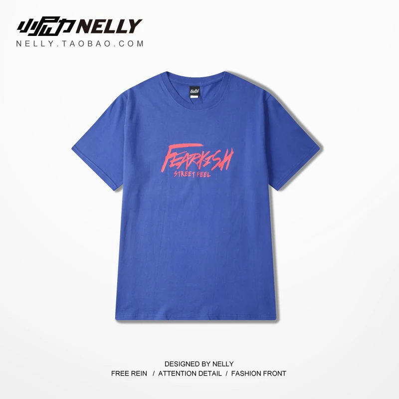 NELLY 2019 Summer Red Gray Orange Graffiti Text Short Sleeve T-Shirt Simple Hip Hop Cotton High Quality Base Shirt Women Men |