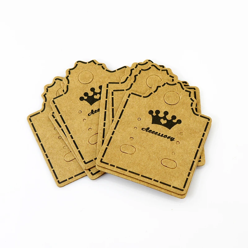 

The Sole Custom Pretty Shape Jewelry Cards 200pcs/lot Brown Paper Earring Display Tags/Cards From China Design Free Shipping