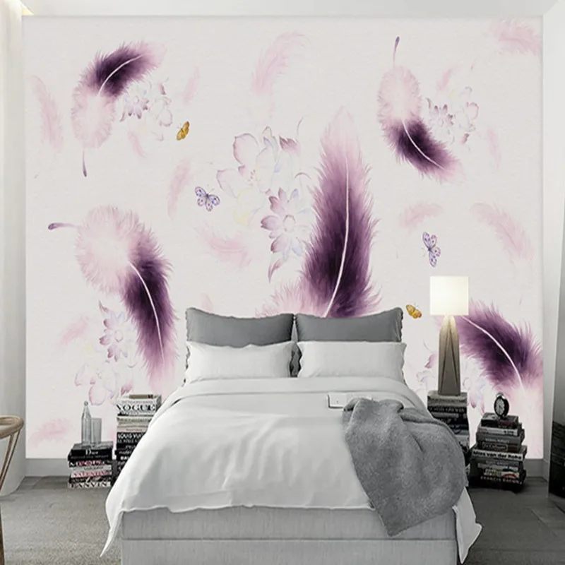 

Desktop Wallpaper for Walls 3 d Photo Wallpaper Wall Mural Modern Living Room Decor Wall Papers Room Decor Custom Purple Feather