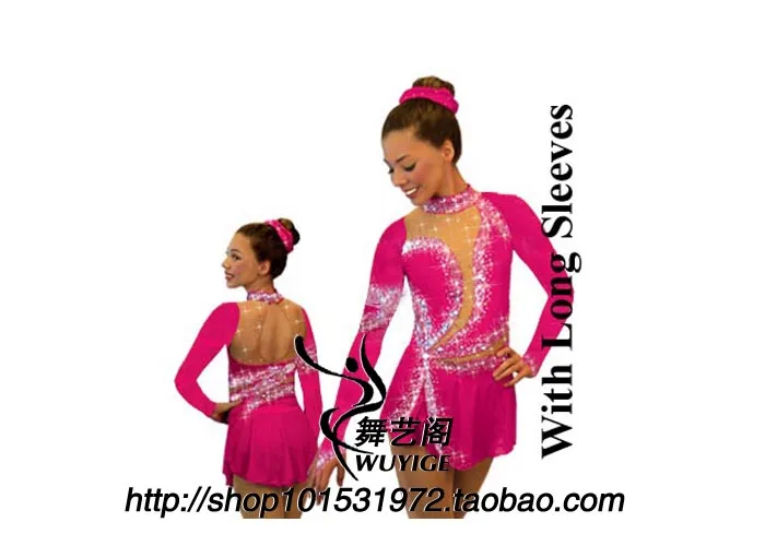 ice skating dress competition girls free shipping figure pink for H882 |