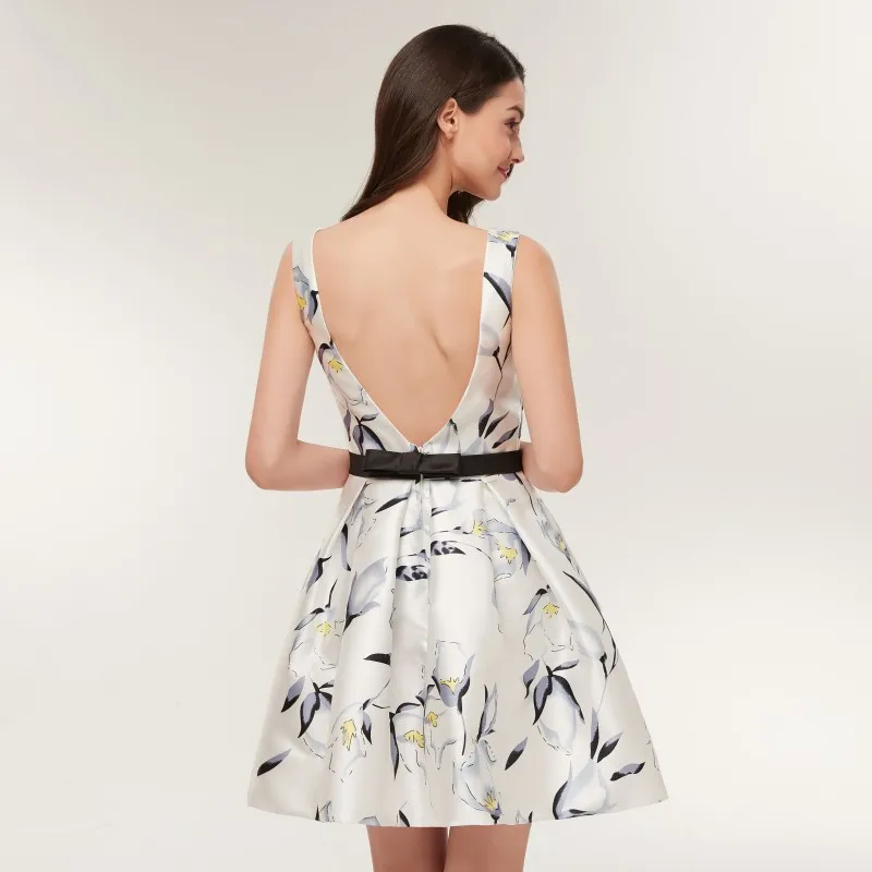 Лори Цветочные Короткие Выпускные платья 2018 девушки особых случаев белый