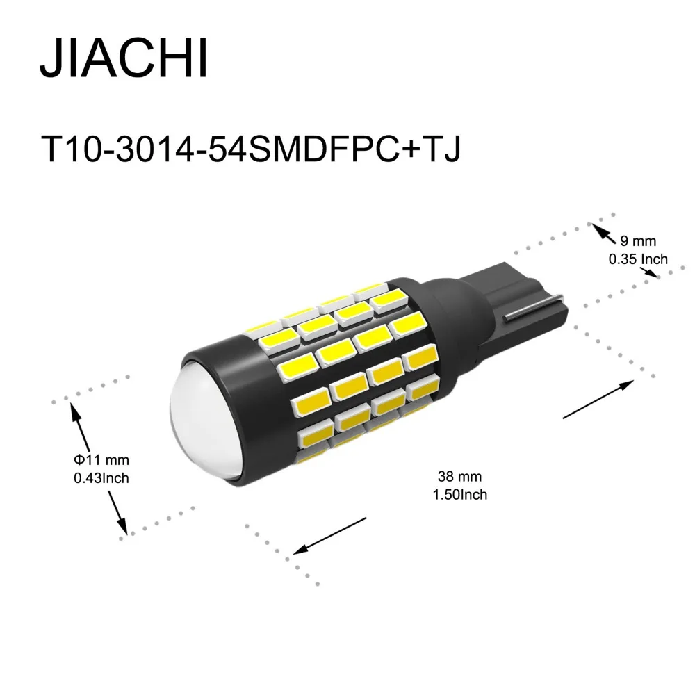 Автомобильные лампы JIACHI 100 шт. T10 5W5 194 светодиодный 3014 SMD 54 чипа с линзой для