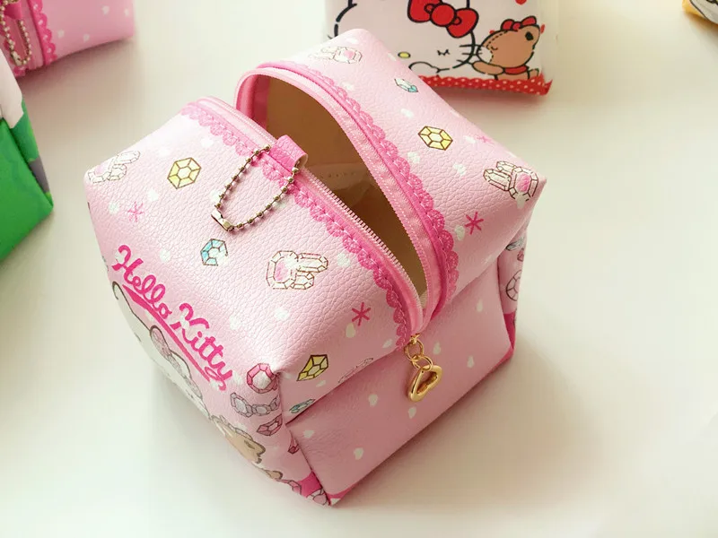 Новинка Hello kitty PU квадратная сумка для хранения на молнии квадратная косметичка EX-9658