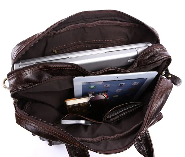 Мужской портфель из натуральной кожи подходит для ноутбука 14 дюймов с двойным