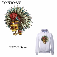 zotoone indian skull patch heat transfer patch iron on patch for clothes beaded applique clothes diy tshirt accessory decoration