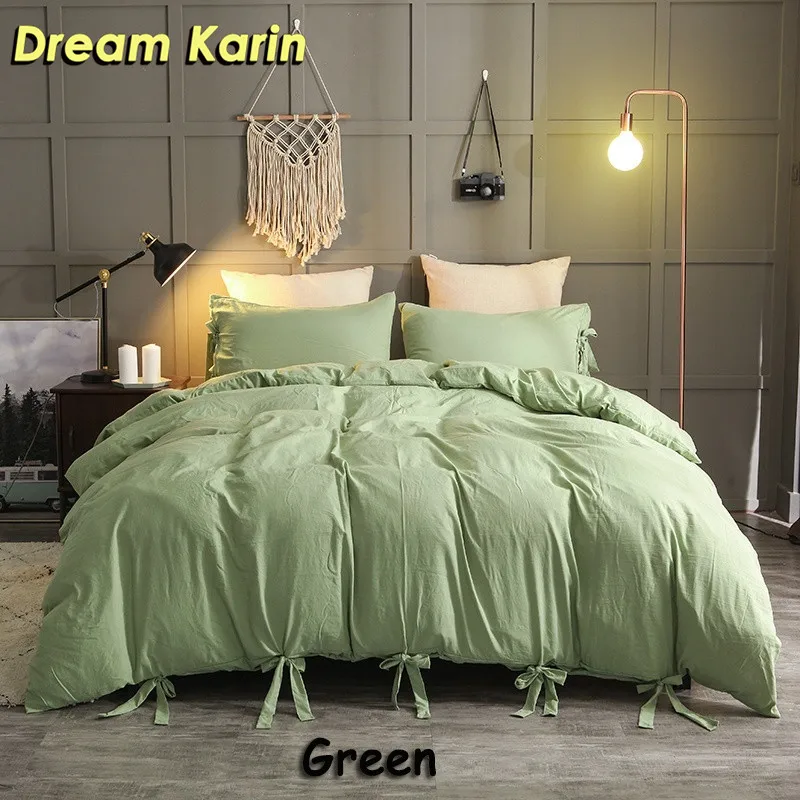 Зеленый Dream Karin высококачественные одеяла постельных принадлежностей роскошные Твердые пододеяльник набор для взрослых один/queen/King - Цвет: Зеленый