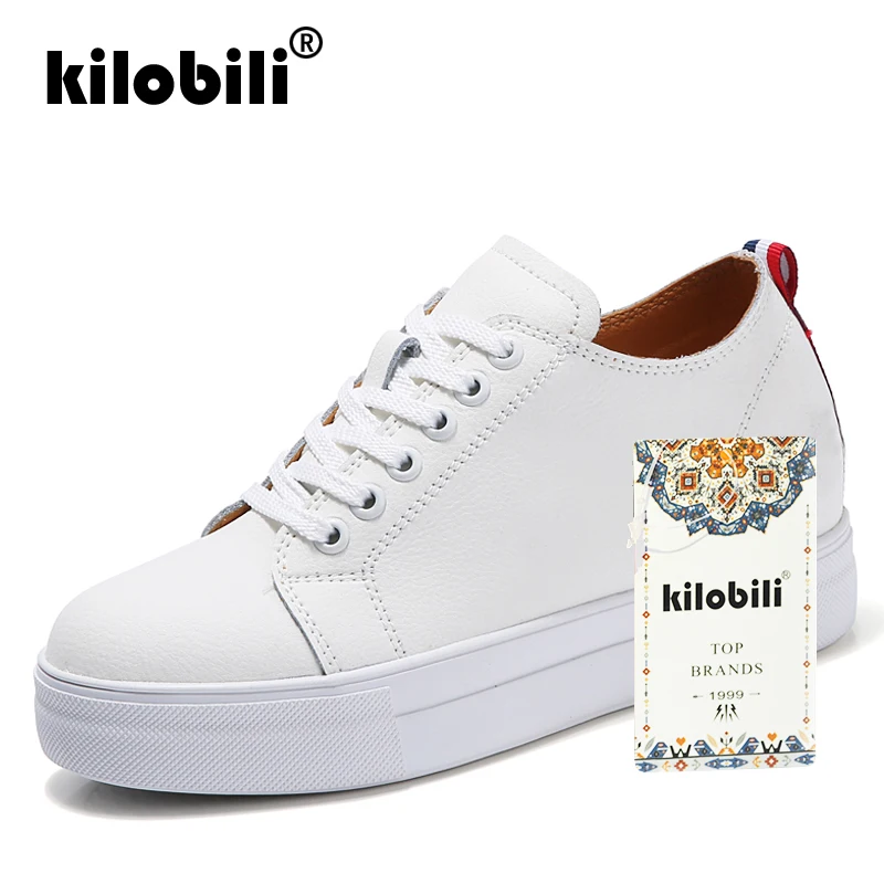 Kilobili/2018 г. осенние женские кроссовки на платформе обувь из натуральной кожи