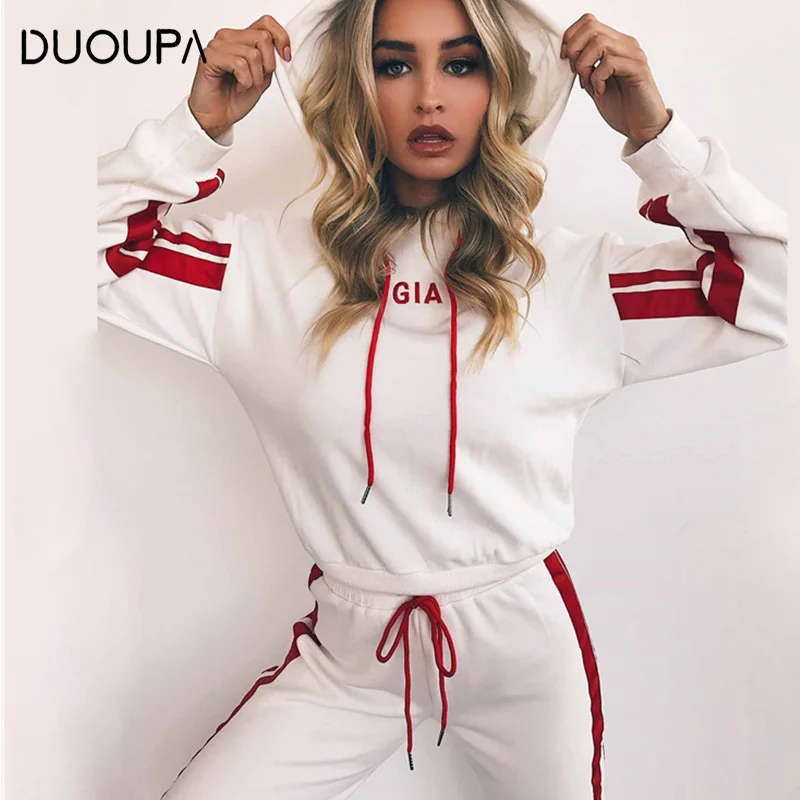 DUOUPA однотонная спортивная одежда с буквенным принтом Женский комплект из двух