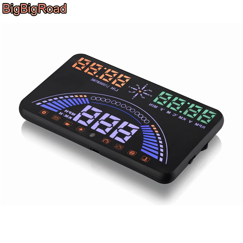 BigBigRoad 5 8 дюймов Автомобильный HUD Дисплей с головкой OBD 2 + GPS в 1 динамический