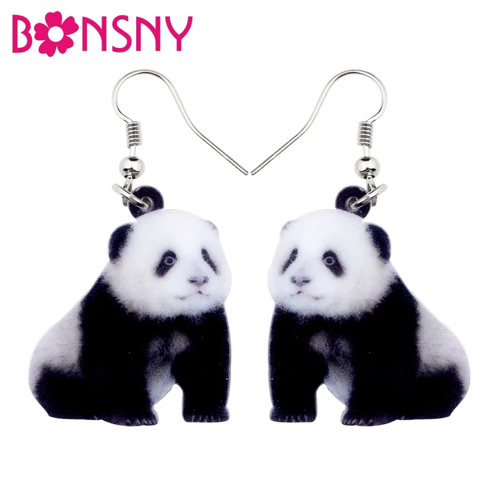 Бонсни акриловые уникальные милые серьги с пандой в стиле аниме, с плавающими подвесками, большие длинные украшения с животными для женщин, девочек, дам, подростков, аксессуары для детей.