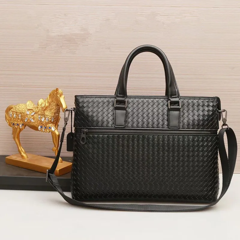 Kaisiludi leather woven bag handbag  briefcase cow skin computer bag business cross-pack fashion