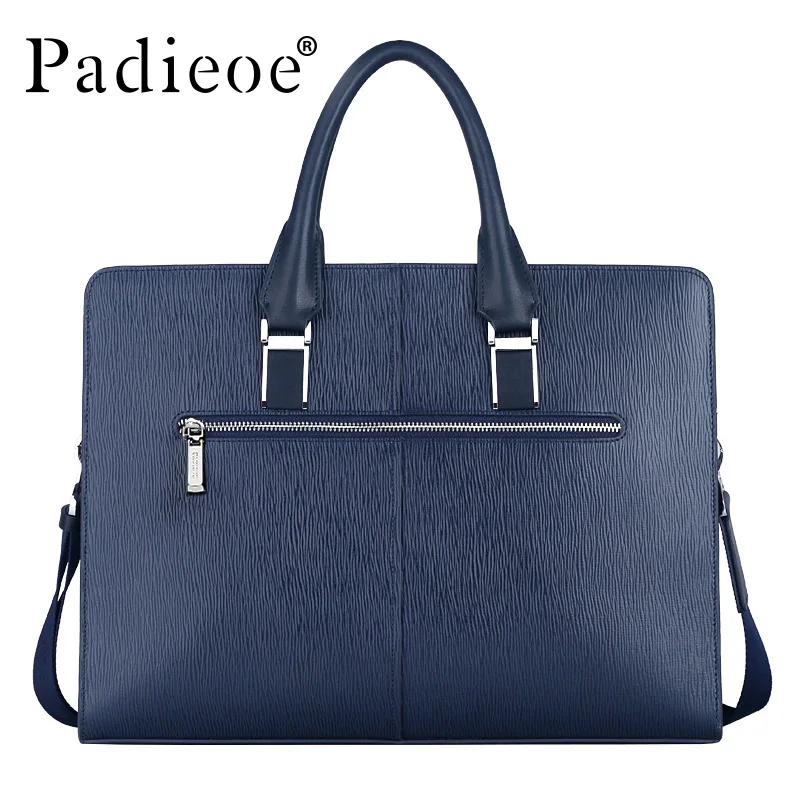 Padieoe password lock genuine leather briefcase men business bags black office briefcase laptop leather handbag men