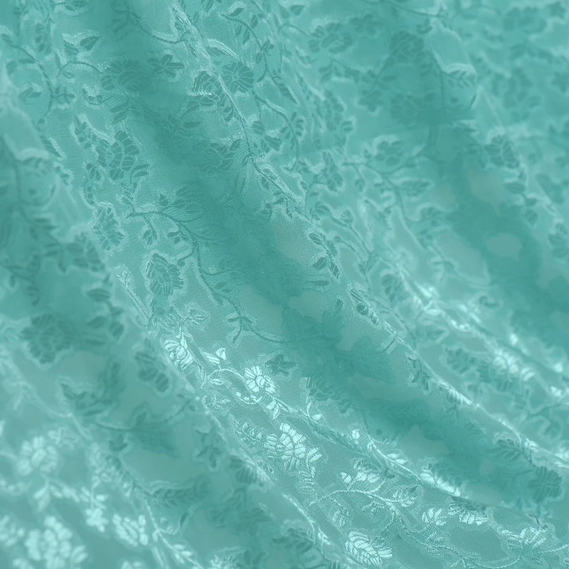 114CM Wide 16MM Jacquard Water Green White Silk Cotton Fabric for Blouse Dress Cheongsam Pants Shirt J028 | Дом и сад