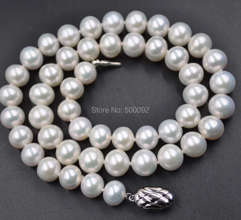 ?? 自然な色 9 ミリメートル淡水レア真珠のネックレス送料無料
