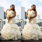 В африканском стиле размера плюс, свадебные платья русалки 2021 платье vestido de noiva; Отделка: очаровательные рюши; Органзы Свадебные платья для черного цвета для девочек и женщин