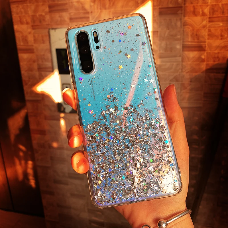 Роскошный силиконовый блестящий чехол для Huawei P30 pro ударопрочный из ТПУ с