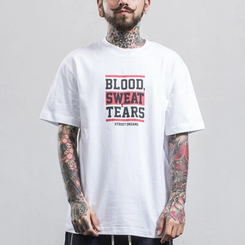 2017 мужские летние с принтом букв футболки хип-хоп Футболка хлопковая Свободная