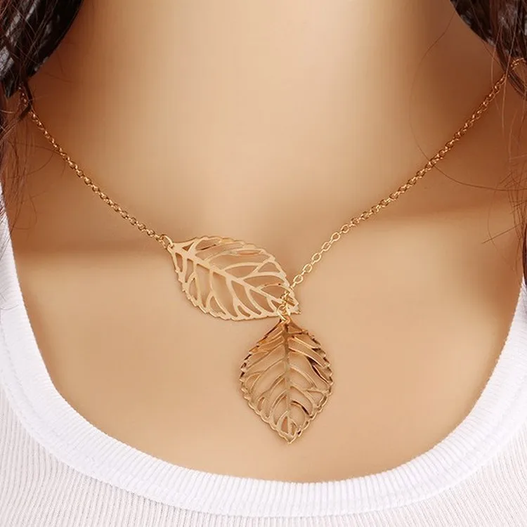 Женское Ожерелье с 2 листьями ожерелье и сережки оптовая продажа|Ювелирные