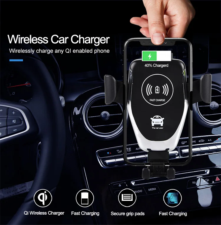 Car 10W QI Wireless Fast Charger Car Mount Holder Stand For iPhone XS Max Samsung For Xiaomi MIX 2S Huawei Mate 20 Pro Charging