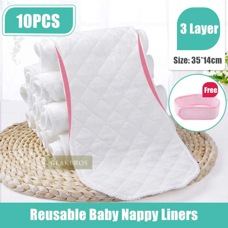 C 3 Layer 35cm 10 шт. Подгузники детские вставка для подгузников 45*16 см Многоразовые органические хлопковые подгузники для новорожденных моющиеся подгузники - Цвет: C 3 Layer 35cm