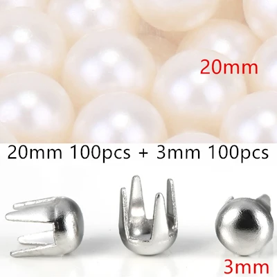 20mmPearl 3mmNail 100 шт, аксессуары для одежды, жемчужная шапка, трубчатые кожаные заклепки, для ремонта рукоделия, перламутровая вязаная кружевная шляпа, аксессуары для волос, заклепки - Цвет: 20mmPearl 3mmNail