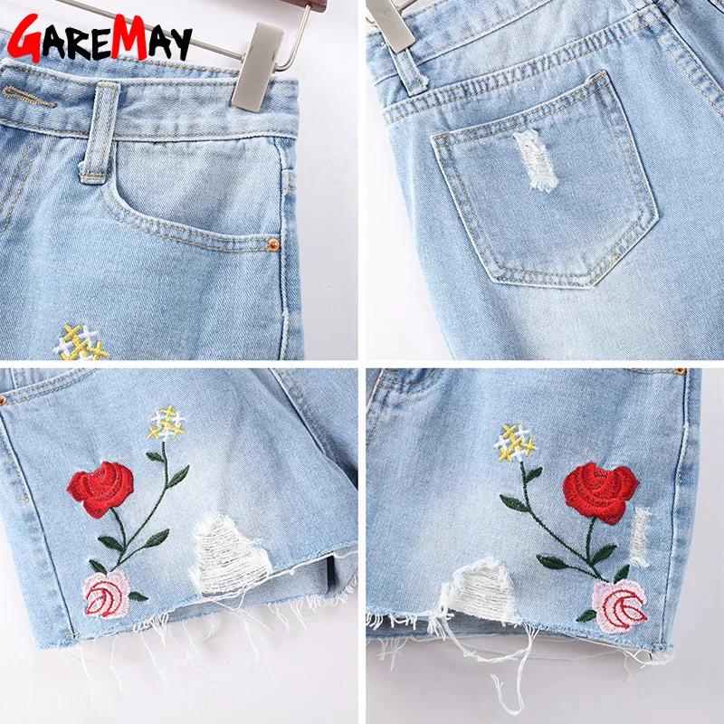 Джинсовые шорты GAREMAY женские с вышивкой облегающие повседневные короткие брюки