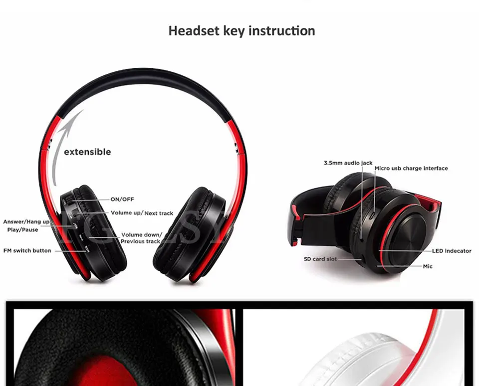 FGCLSY беспроводные наушники Bluetooth гарнитура складные наушники регулируемые наушники с микрофоном для ПК Mp3 мобильного телефона