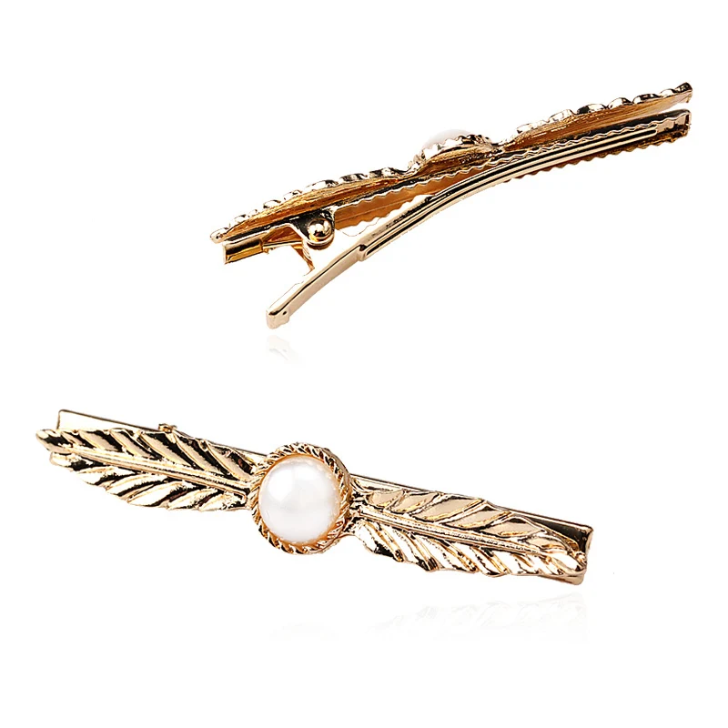 M MISM 1 шт. красивые женские заколки в форме листьев Посеребренная позолоченная