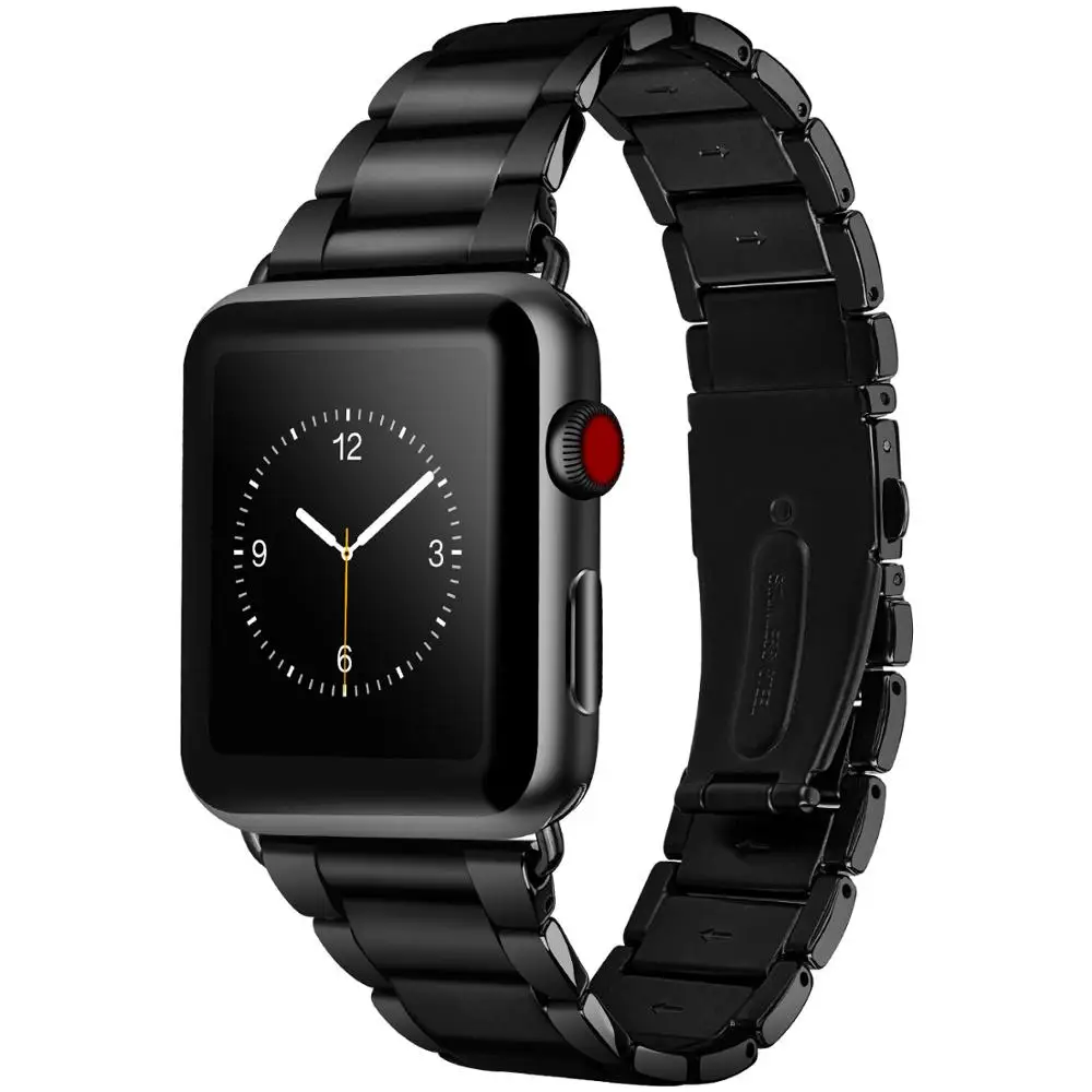 HOCO высокое качество 3 указки металлический браслет ремешок для Apple Watch серии 4 3 2 1 совместим с Iwatch 44 мм 42 мм - Цвет ремешка: black