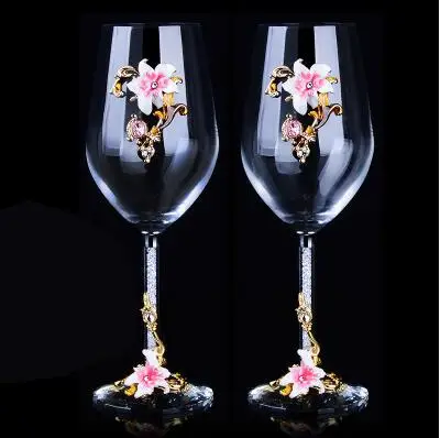 2pc pink Роскошный цвет эмаль бессвинцовый Кристалл Стекло Кубок Декантер для красного вина набор бытовой свадебный бизнес подарок - Цвет: 2pc pink