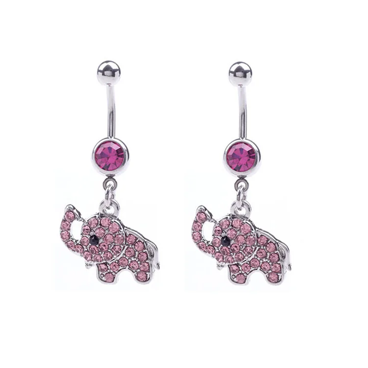 Горный хрусталь Слон мотаться пупка кольцо Бар 14 г 316L хирургическая сталь