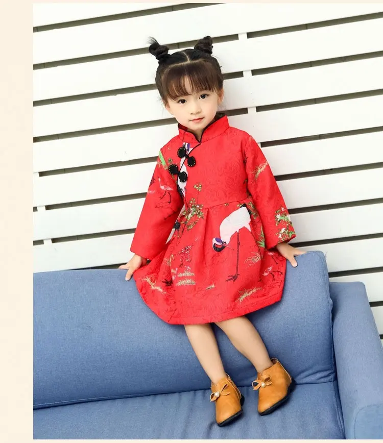 Cheongsam/платья принцессы для детей; платье-пачка с цветочным узором для девочек; Весенняя модная верхняя одежда; детская одежда для девочек; одежда для малышей