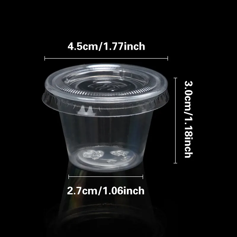 1OZ 50 шт одноразовые Пластик соус чашки с крышкой Желе Десерт йогурт мисочка, маленькая мини коробка для дома вечерние паника 1/2/3/4 унции - Цвет: 1OZ