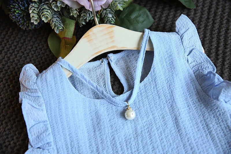 Летняя Новинка 2017 однотонная шифоновая футболка без рукавов R &amp Z для девочек +