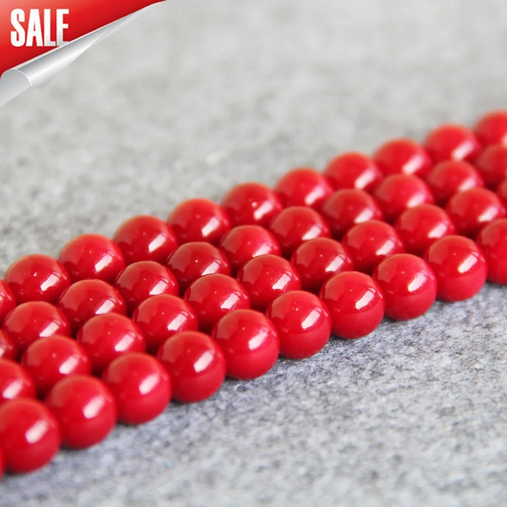 

New For Necklace&Bracelet 10mm Imitation Red Shell Pearl Beads DIY Gifts For Women Girl Loose Beads Jewelry Making Design 15inch