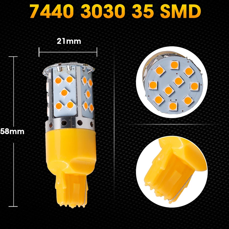 Roadot T20 7440 3030 35SMD нет Hyper Flash Canbus W21W желтый люсис привело para Авто поворотники для