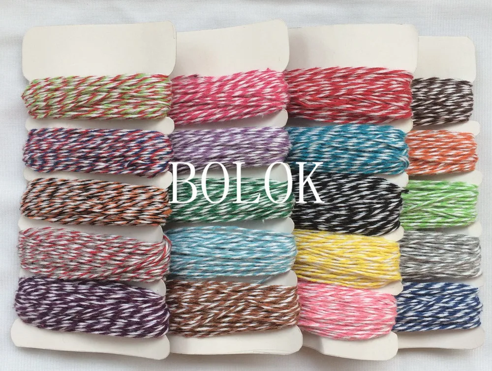 30 карт/партия (Всего 1500 ярдов) Тонкий 1 мм хлопковый шпагат 4 слоя богий хлопковые