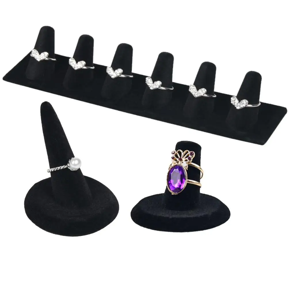 

HOT SALE!! Velvet Multi Finger Ring Stand Jewelry Organizer Display Holder Rack Counter velvet jewelry display rack rings holder