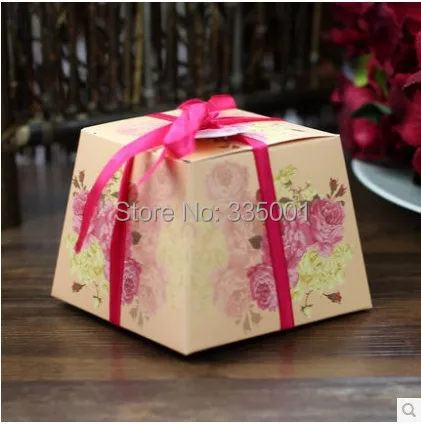 

Pink flower wedding paper gift box , candy box and wedding favor box 100 pcs/lot