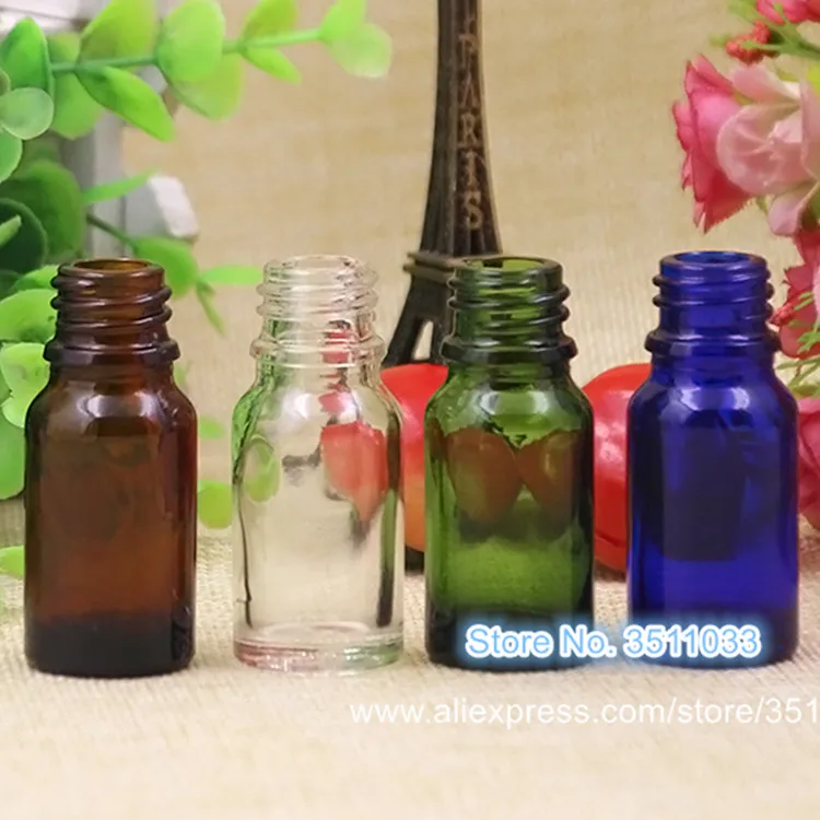 24pcs 40pcs10ml Empty Blue Green Clear Glass Essential Oil Bottle Round Screw Cap Flat Plug Small Amber Cosmetic Perfume | Красота и