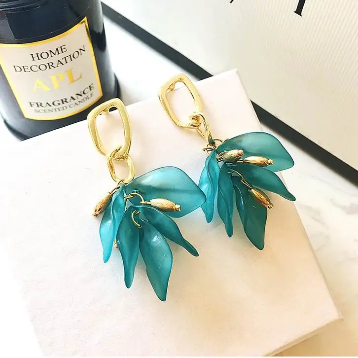 Summer New Fashion Acrylic Petal Flower Tassel Earrings For Women Trendy Ear Accessories Beach Orange Green White Brincos | Украшения и
