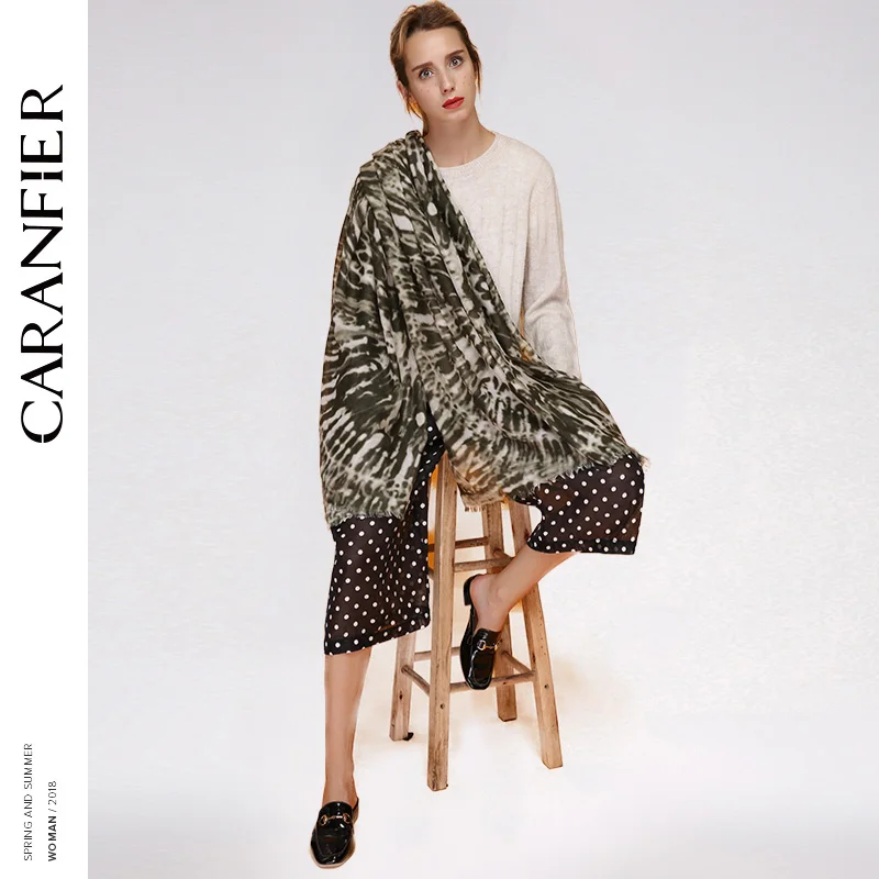 CARANFIER шарф женский винтажный элегантный длинный из хлопка и полиэстера Шаль