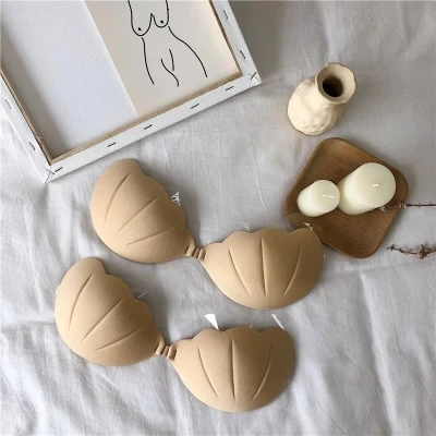 Women's Strapless Bra Self Adhesive Push Up Shell Shape Strapless Backless Invisible Bra