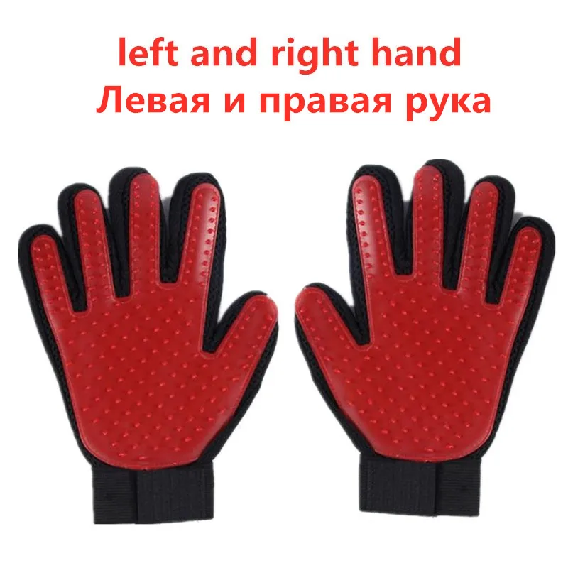 Pet Glove For Cats Cat Grooming Pet Dog Hair Deshedding Brush Comb Glove For Pet Dog Finger Cleaning Massage Glove For Animal - Цвет: ST1-R-left-right